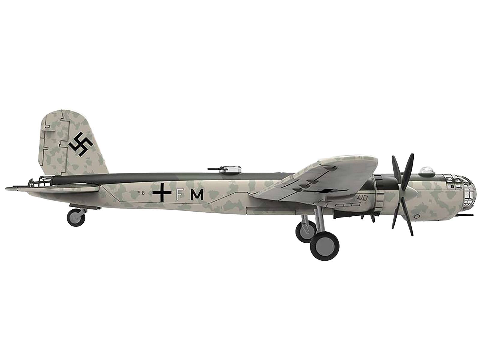 Left. Luppa - Heinkel He 177 Bomber Aircraft "II./KG 40 Bordeaux France" (1942) German Luftwaffe 1/144 Diecast Model Airplane by Luppa - Multicolor.
