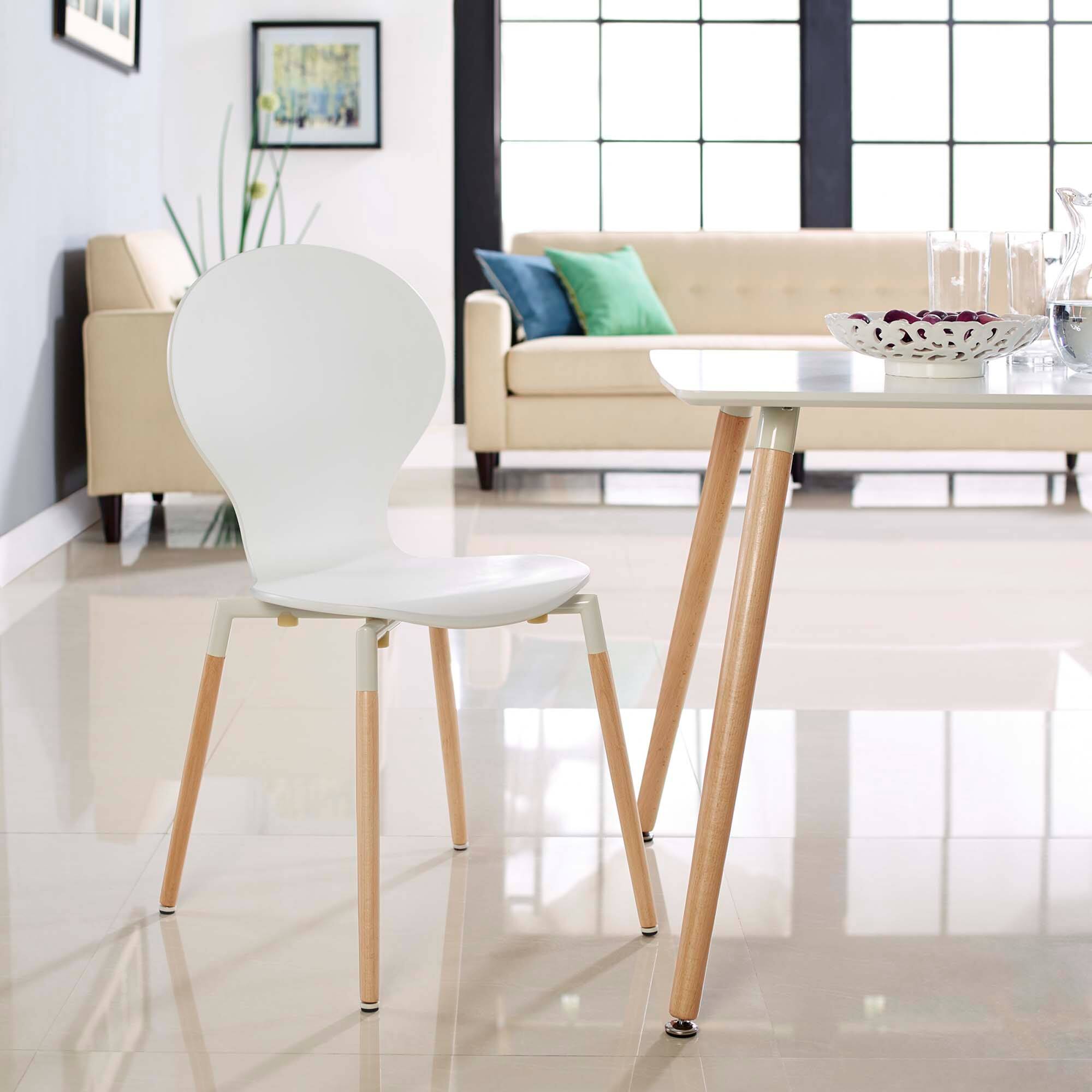Left. Modway - Path Dining Wood Side Chair by Modway - White.