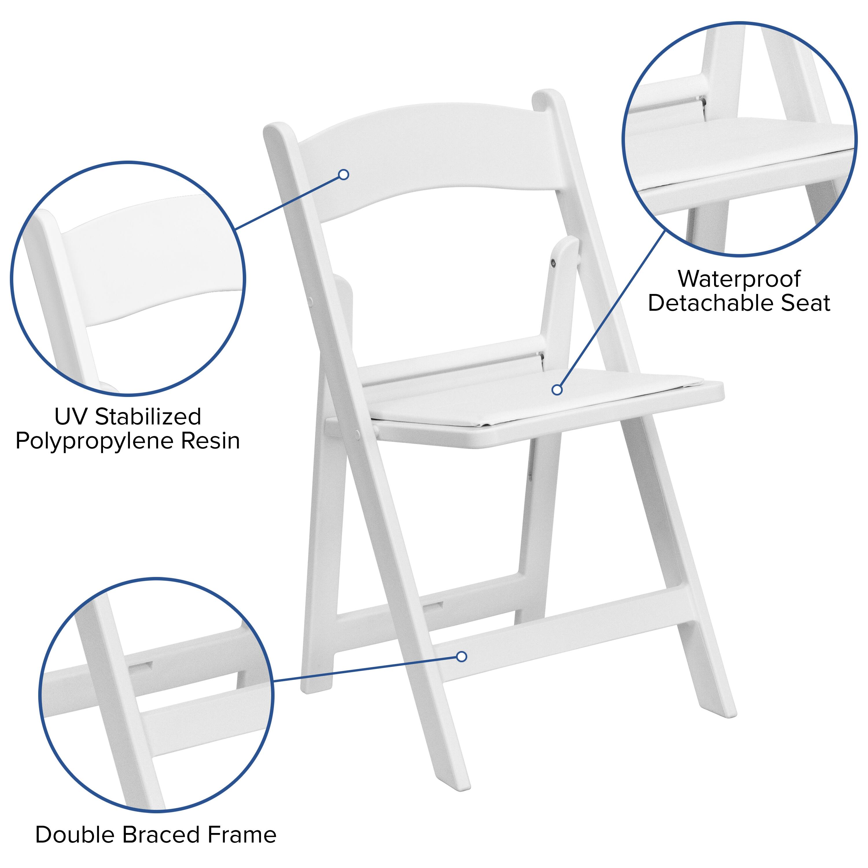 Waterproof Detachable Seat  
UV Stabilized Polypropylene Resin  
Double Braced Frame