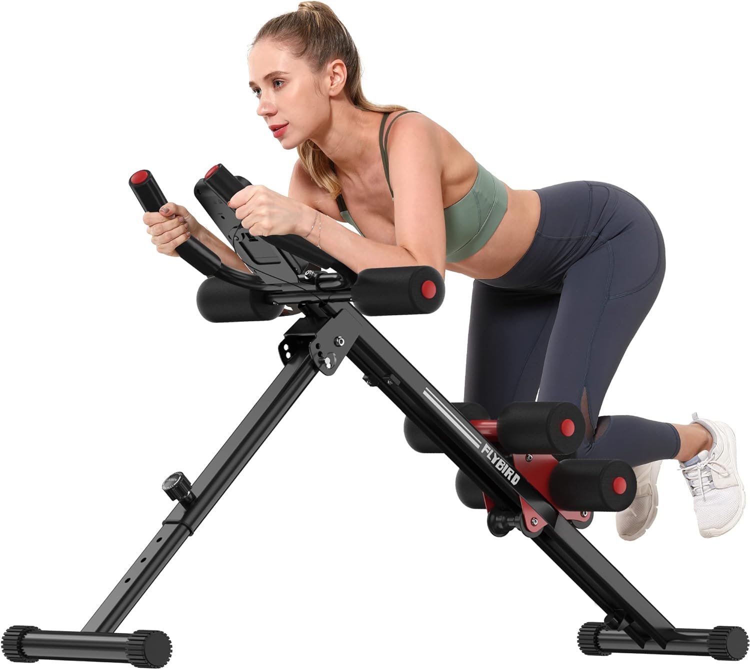 Front. FLYBIRD - FLYBIRD Ab Workout Equipment, Adjustable Ab Machine Full Body Workout for Home Gym, Strength Training Exercise Equipment - Black.