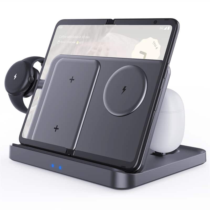 RISOKEYS - Magnetic Wireless Charger - Supports iPhone and Earphones Charging, Vertical Stand Design-Not Suitable for Apple Watch - Black