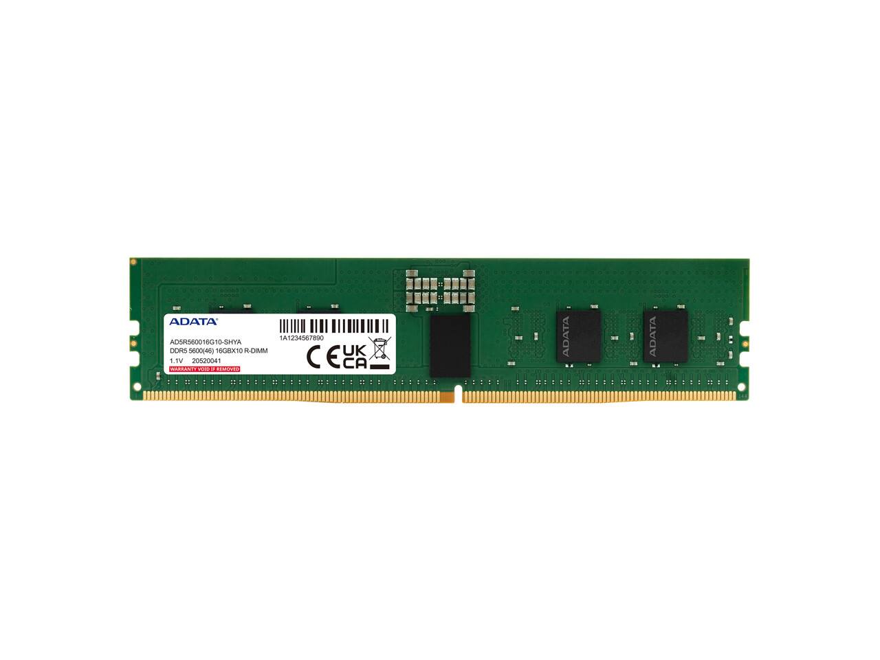ADATA  
1A1234567890  
AD5R560016G10-SHYA  
DDR5 5600(46) 16GBX10  
MMI-R  
UK  
1.1V  
2052004  
C E  
"L"  
CA  
WARRANIT  
POID 2 MUVT  
......  
SE:::0:::: ...... :::  
ADATA  
ADATA