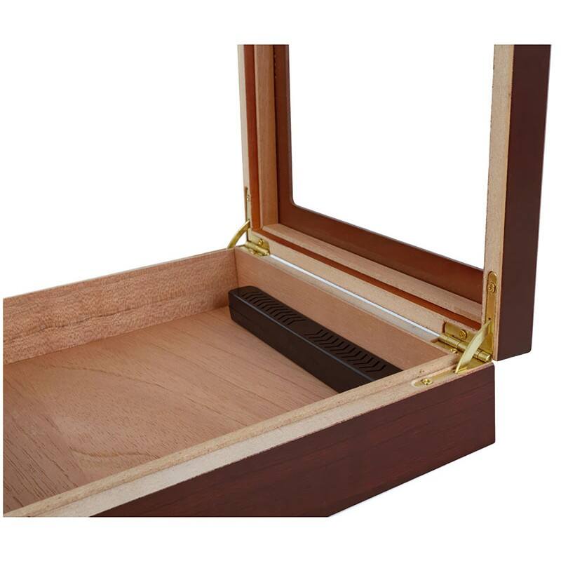 Alt View 5. Prestige - Traveler Glasstop Humidor (Cherry) - Cherry Finish.