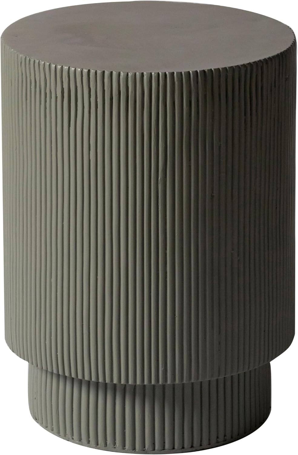 Alt View 2. LeisureMod - Eden Modern Stone Top Round Side Table, Indoor/Outdoor Weather Resistant Accent Table, Fully Assembled - Grey.