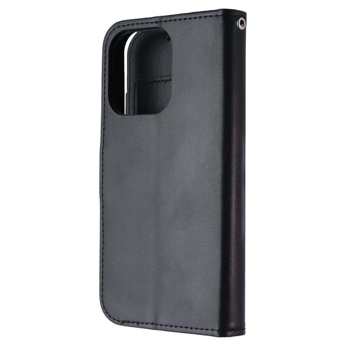 Front. Mybat Pro - MyBat Pro MyJacket Xtra Series Wallet Case for Apple iPhone 15 Pro - Black - Black.