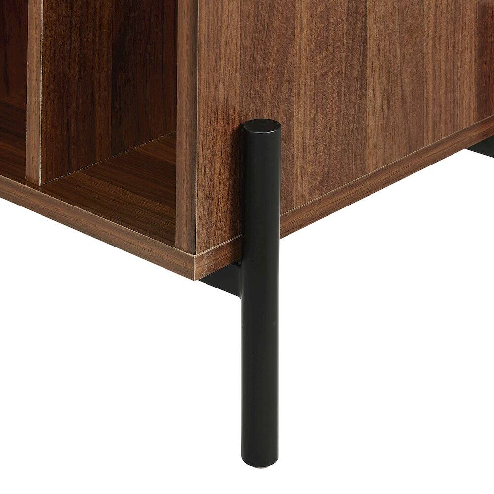 Alt View 4. Crosley Furniture - Greenwich Medium Record Player Stand With Vinyl Storage - Walnut.