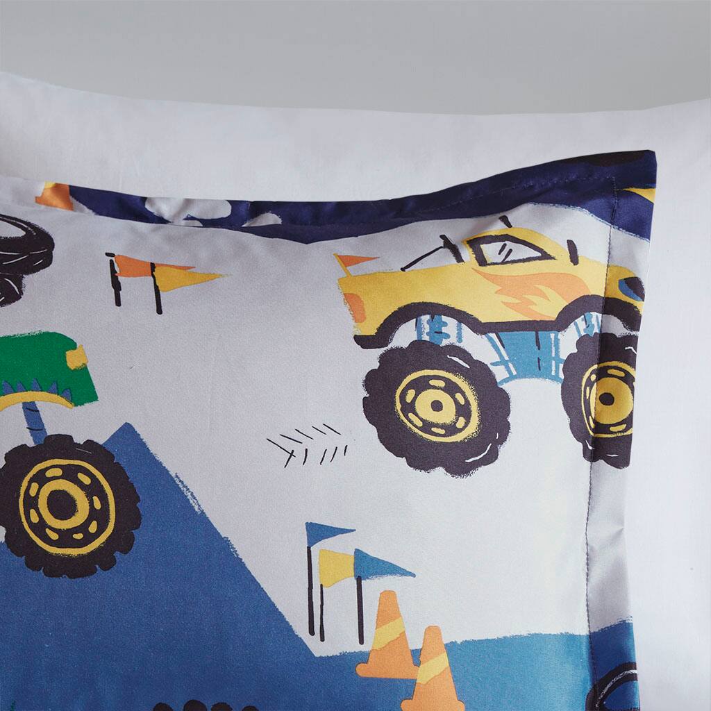 Alt View 3. Gracie Mills - Gracie Mills Cynara Monster Truck Printed Comforter Set - Blue.