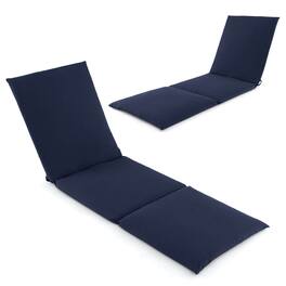 Costway - 2 PCS Outdoor Chaise Lounge Cushion with Hook & Loop Fastener Fixing Straps Patio - Navy