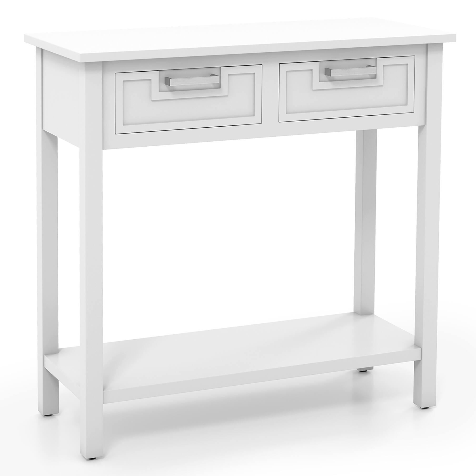 Alt View 9. Gymax - Gymax Narrow Console Table with Drawers Retro Accent Sofa Table w/ Open Storage White - White.