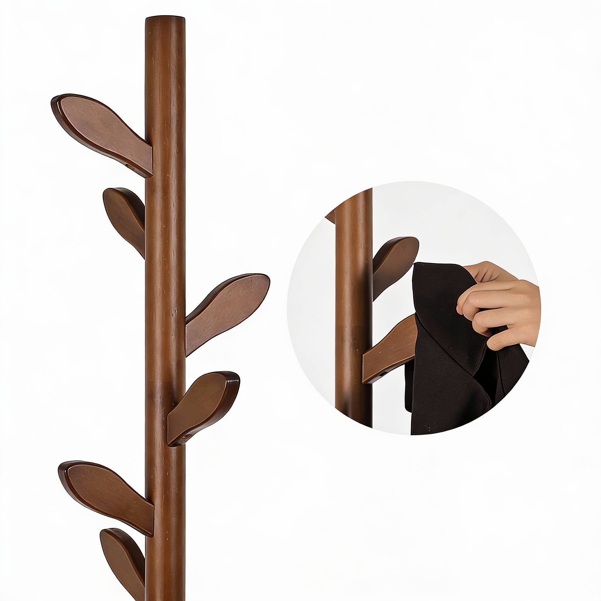 Alt View 1. Frangdom - Adjustable Wood Coat Tree 8 Leaf Hooks Tool-Free Assembly - BROWN 18.5"D x 18.5"W x 68.9"H.