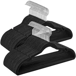 Songmics Home - Velvet Hangers 60 Pack, Non-Slip Clothes Hangers, Suit Hangers with Shoulder Notches, Pants Bar, 360° Swivel Hook - Ink Black