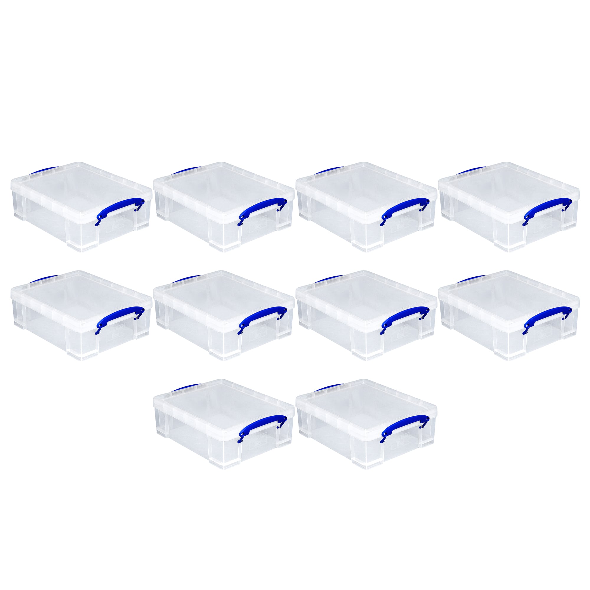 Really Useful Box - 8.1L Plastic Storage Container with Clip Lock Handle (10 Pack) - Clear