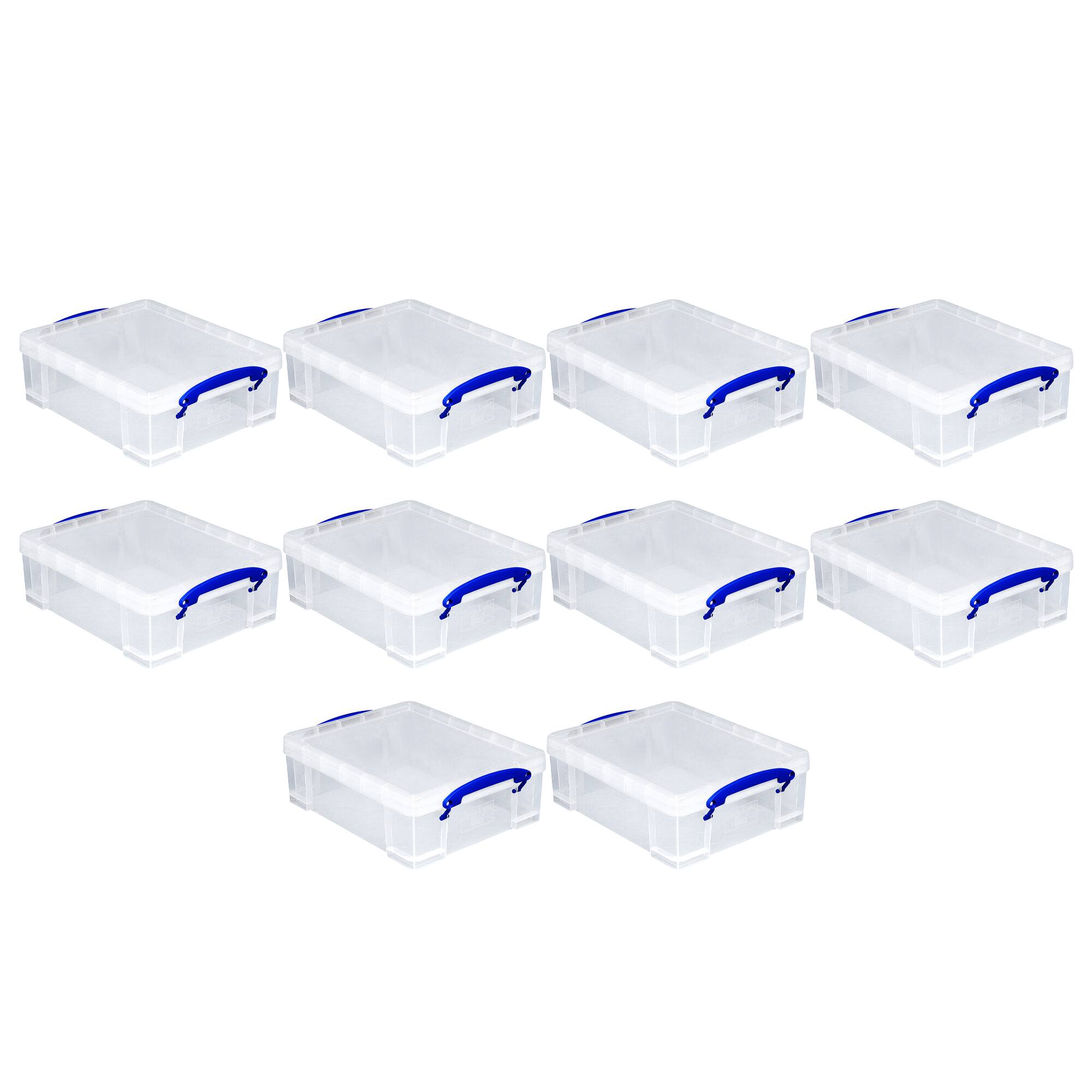 Front. Really Useful Box - Really Useful Box 8.1L Plastic Storage Container with Clip Lock Handle (10 Pack) - Clear.