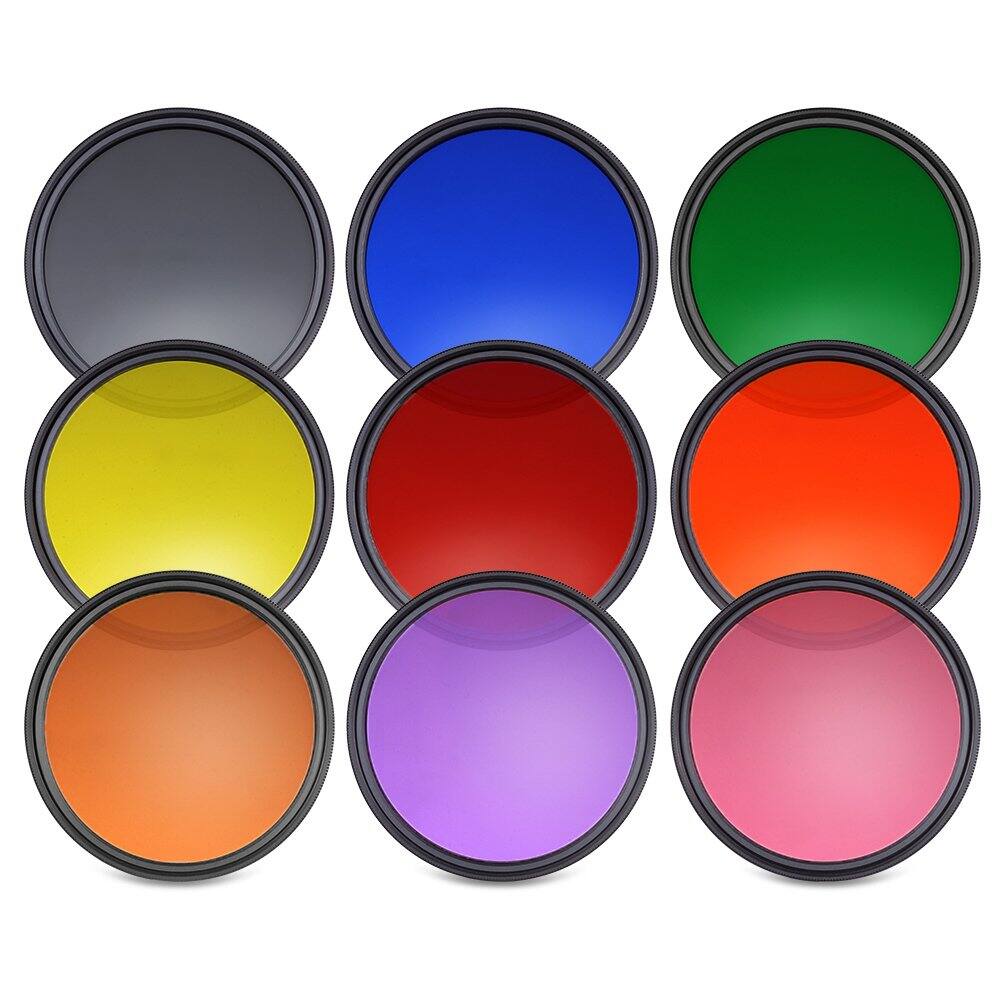 Left. Neewer - 58mm 9PCS Color Filter Set, Resin, 2 Pouches - Black.