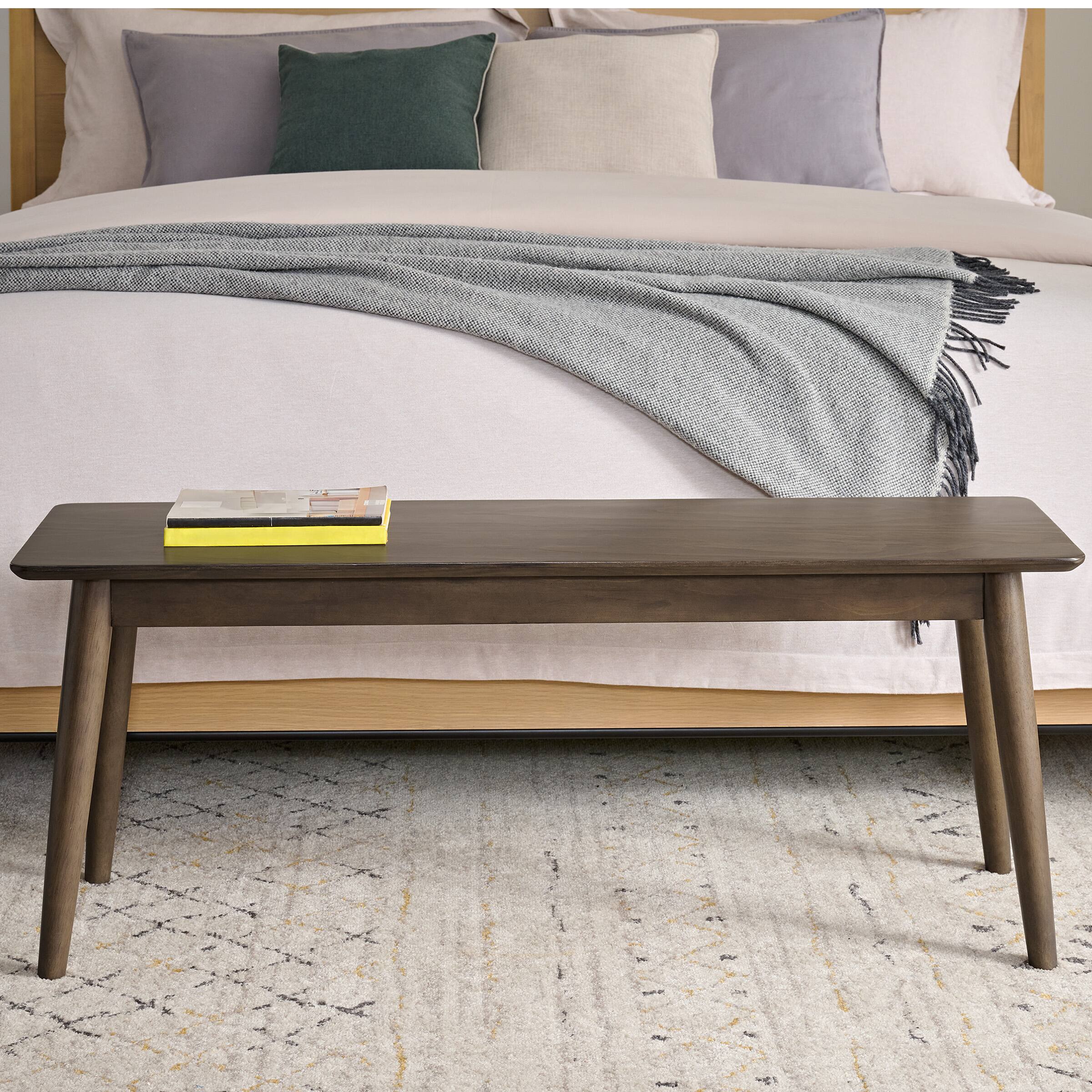 Alt View 2. Alaterre Furniture - 46 in. Wood Mid Century Modern Dining Bench - Warm Walnut.