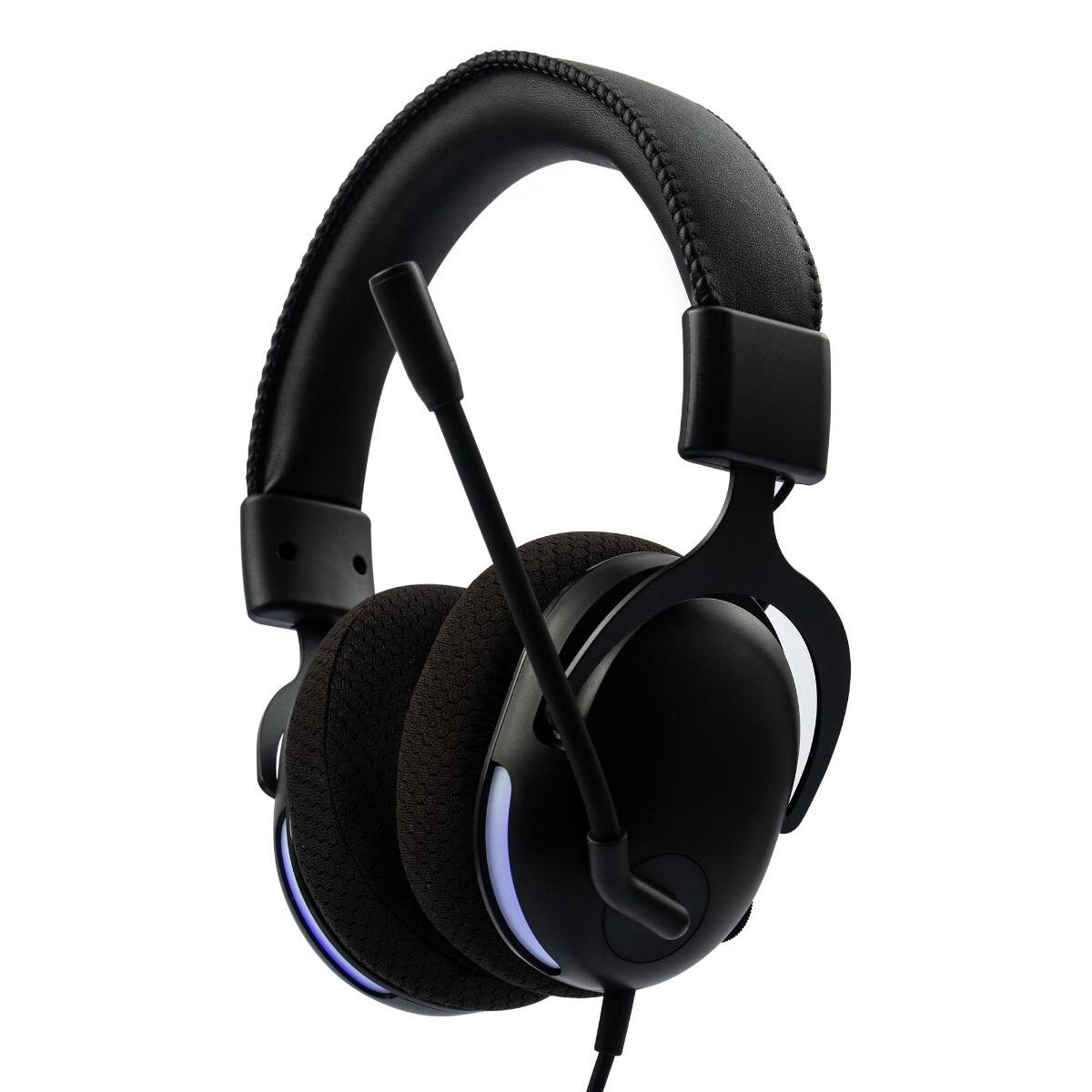 Front. RadioShack - Gaming Headphones 3.5mm and USB-A with 40mm Drivers, Black - Black.