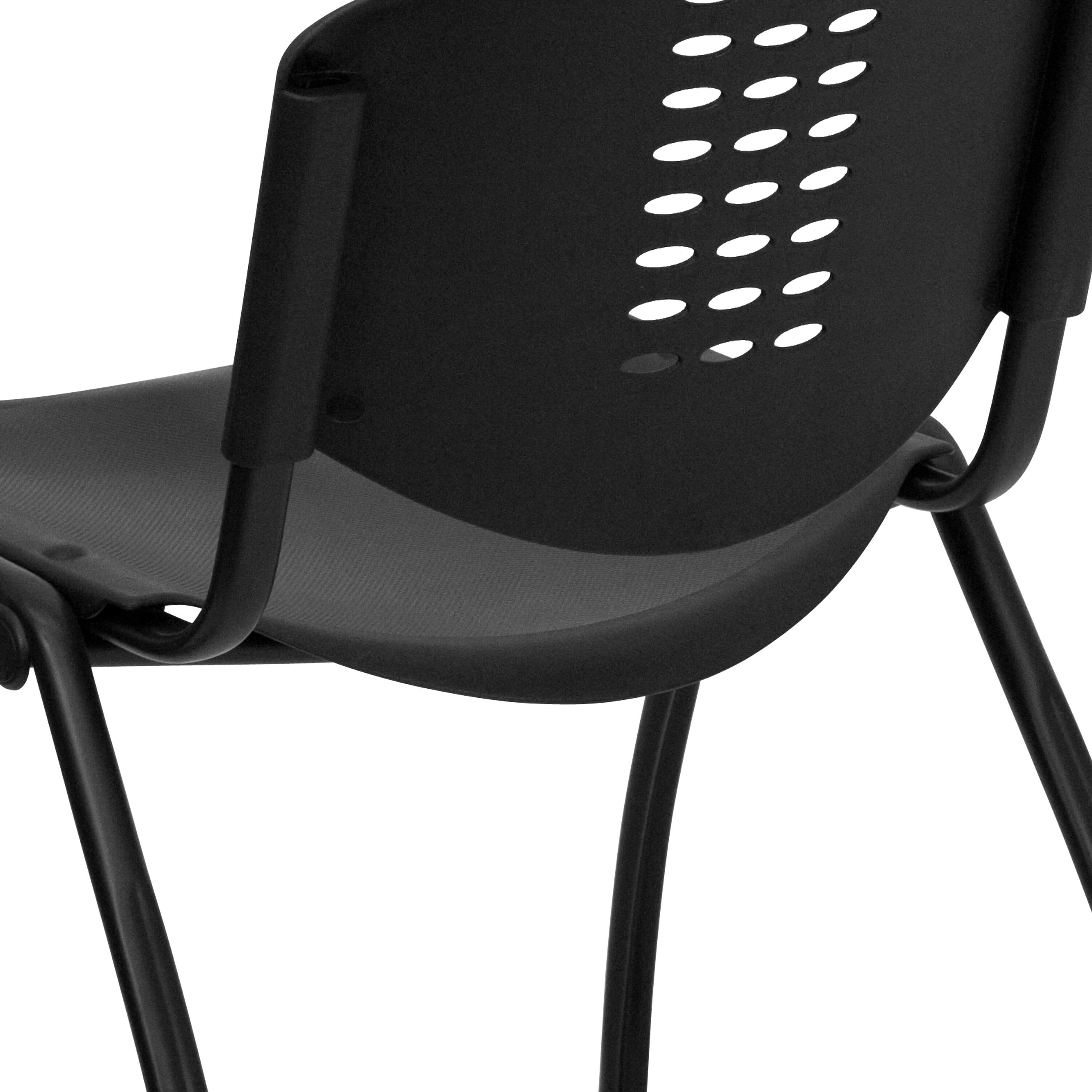 Alt View 8. Emma + Oliver - 880 lb. Capacity Plastic Stack Chair with Oval Cutout Back - Black.