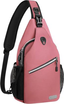 mosiso - Sling Backpack Multipurpose Crossbody Shoulder Bag Travel Hiking Daypack - Dusty Rose