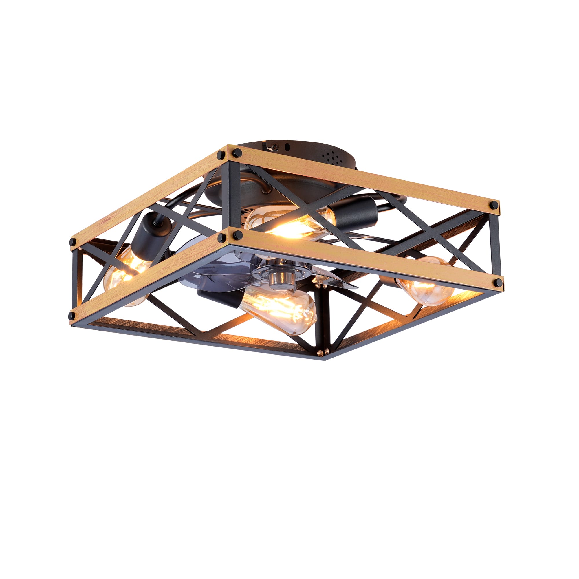 GOODSILO - 22.6'' Flush Mount Ceiling Fan with Remote, 6-Speed, Reversible, Timer (Bulbs Not Included) - Bronze,Brushed Gold