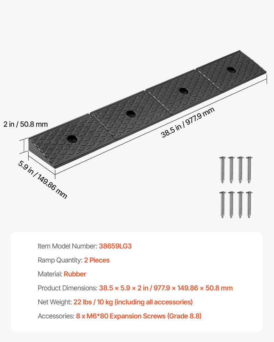 Model Walk In Ramp VEVOR Rubber Curb Ramp, 33069 lbs Load Capacity, 2 Inches Rise Height ...