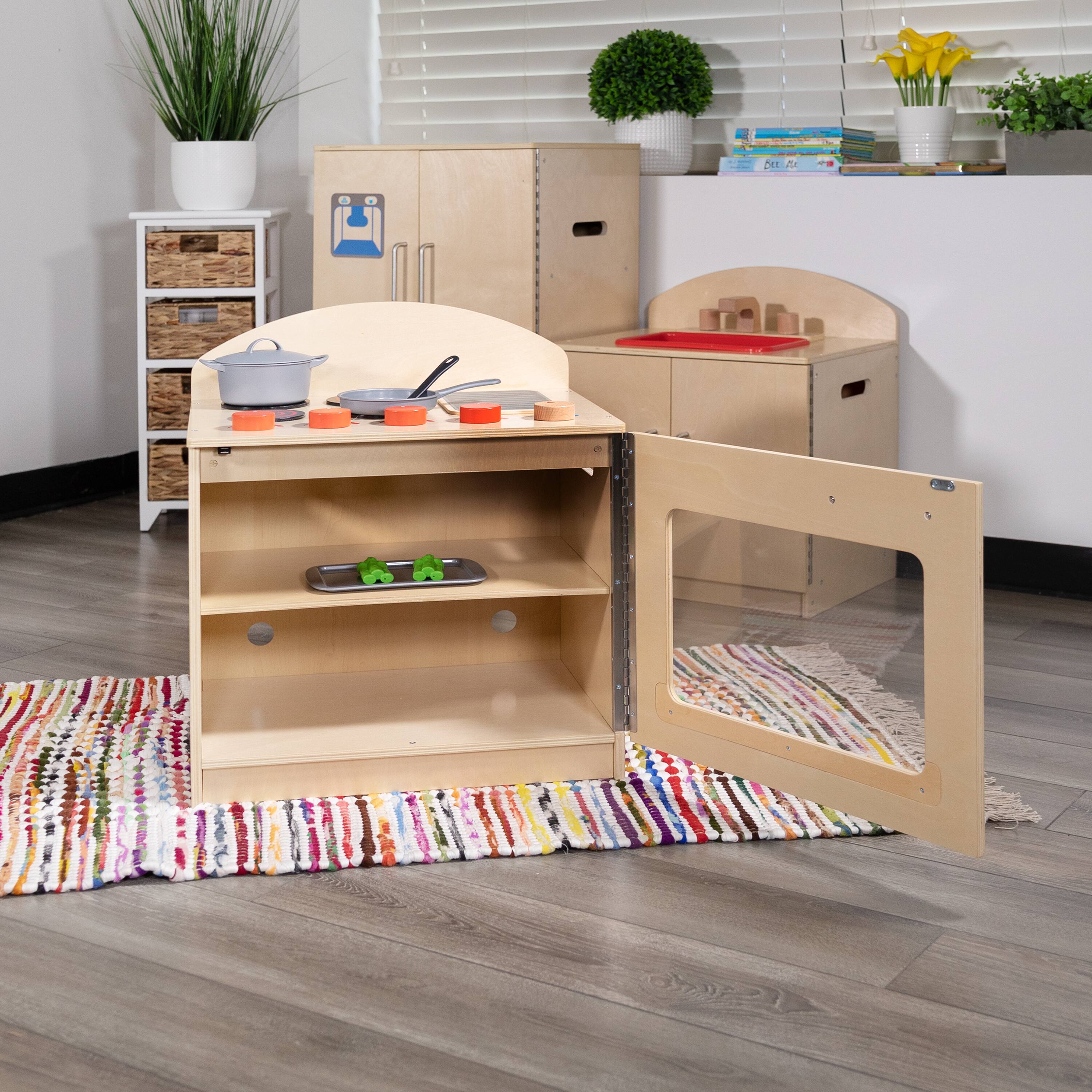Alt View 3. Emma + Oliver - Children's Wooden Kitchen Stove with Turnable Knobs for Commercial or Home Use - Natural.