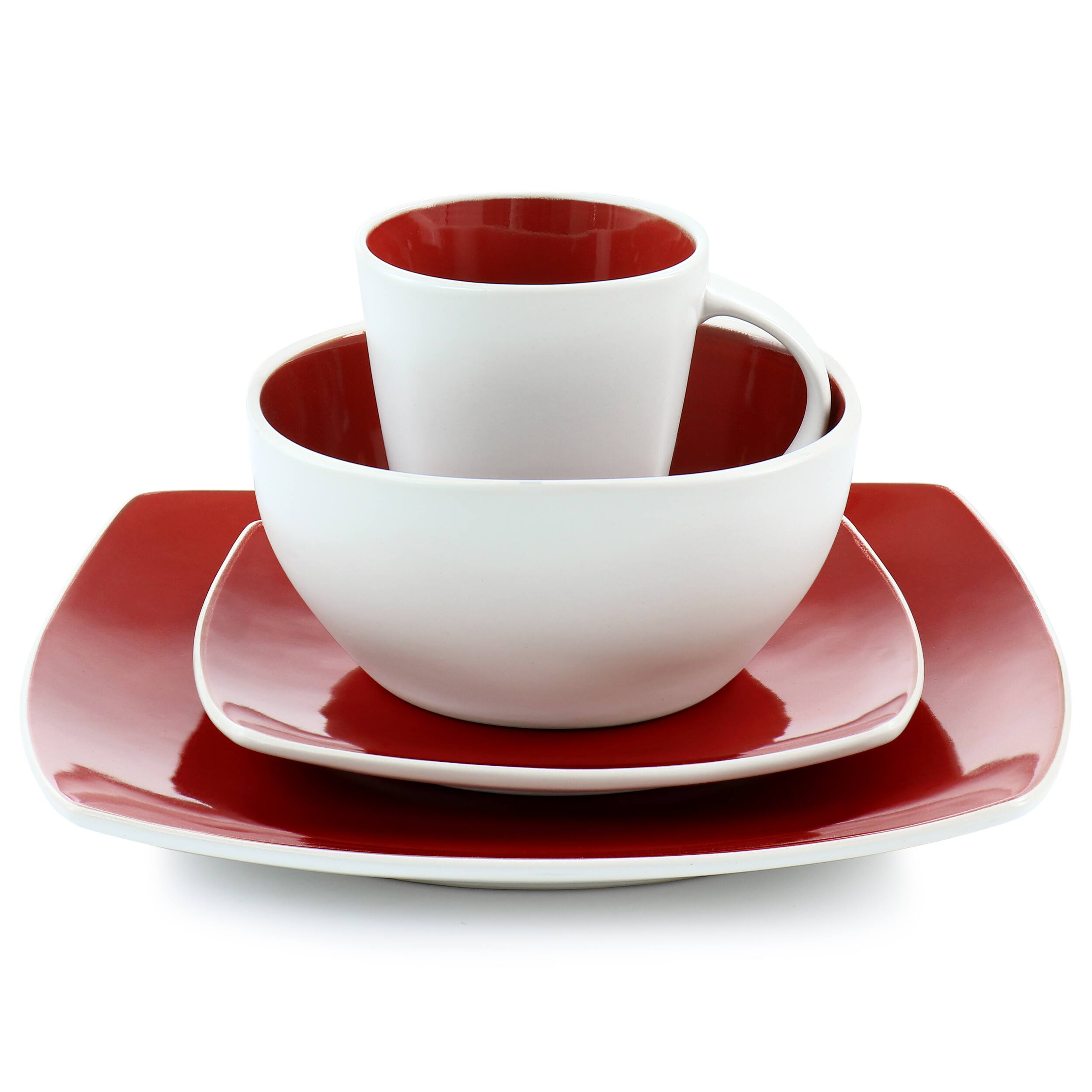 Alt View 1. Gibson - Gibson Elite Soho Lounge 16 Piece Stoneware Dinnerware Set in Red - Red.