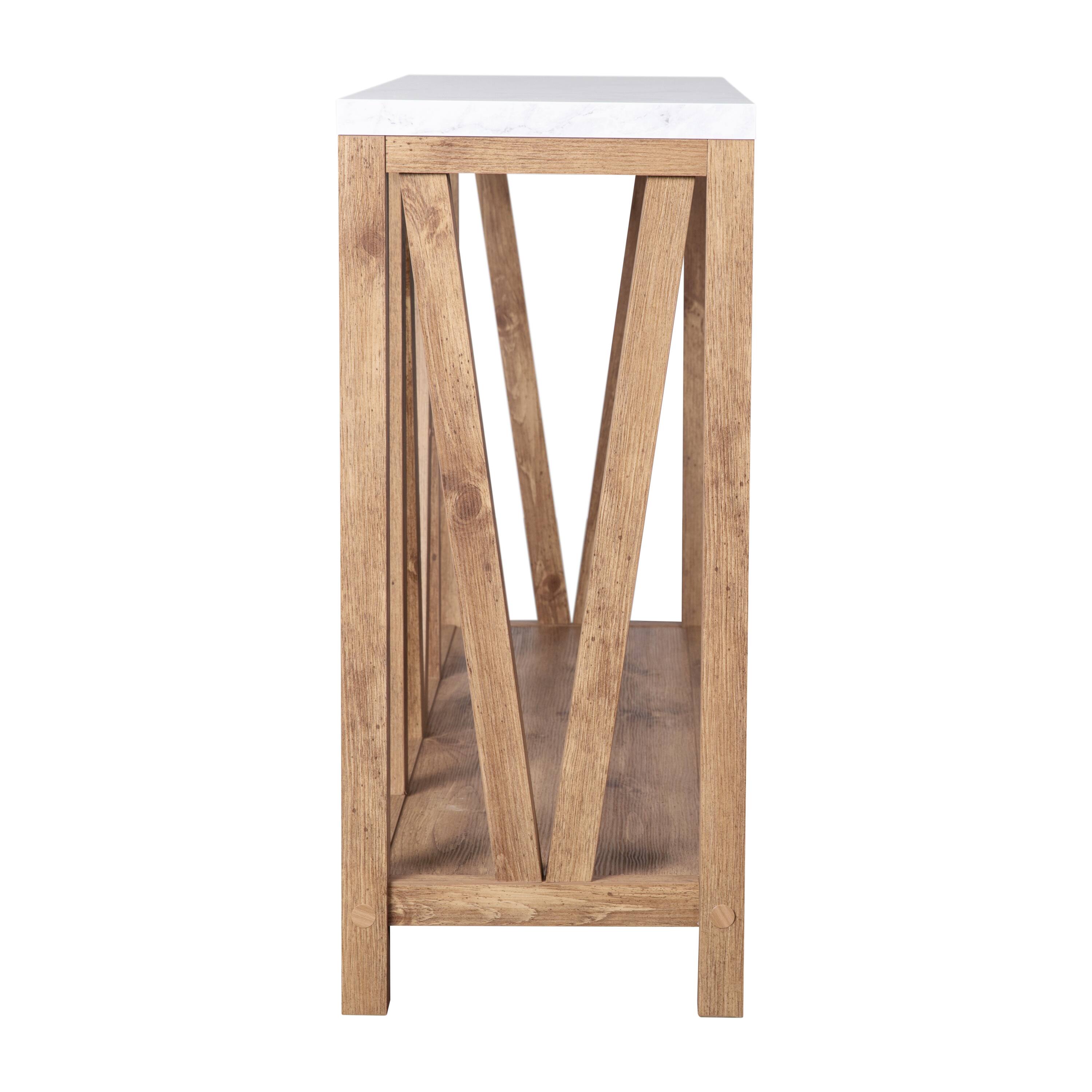 Alt View 8. Emma + Oliver - Owen Modern Farmhouse Entryway Console Accent Table - Marble Top/Warm Oak Frame.