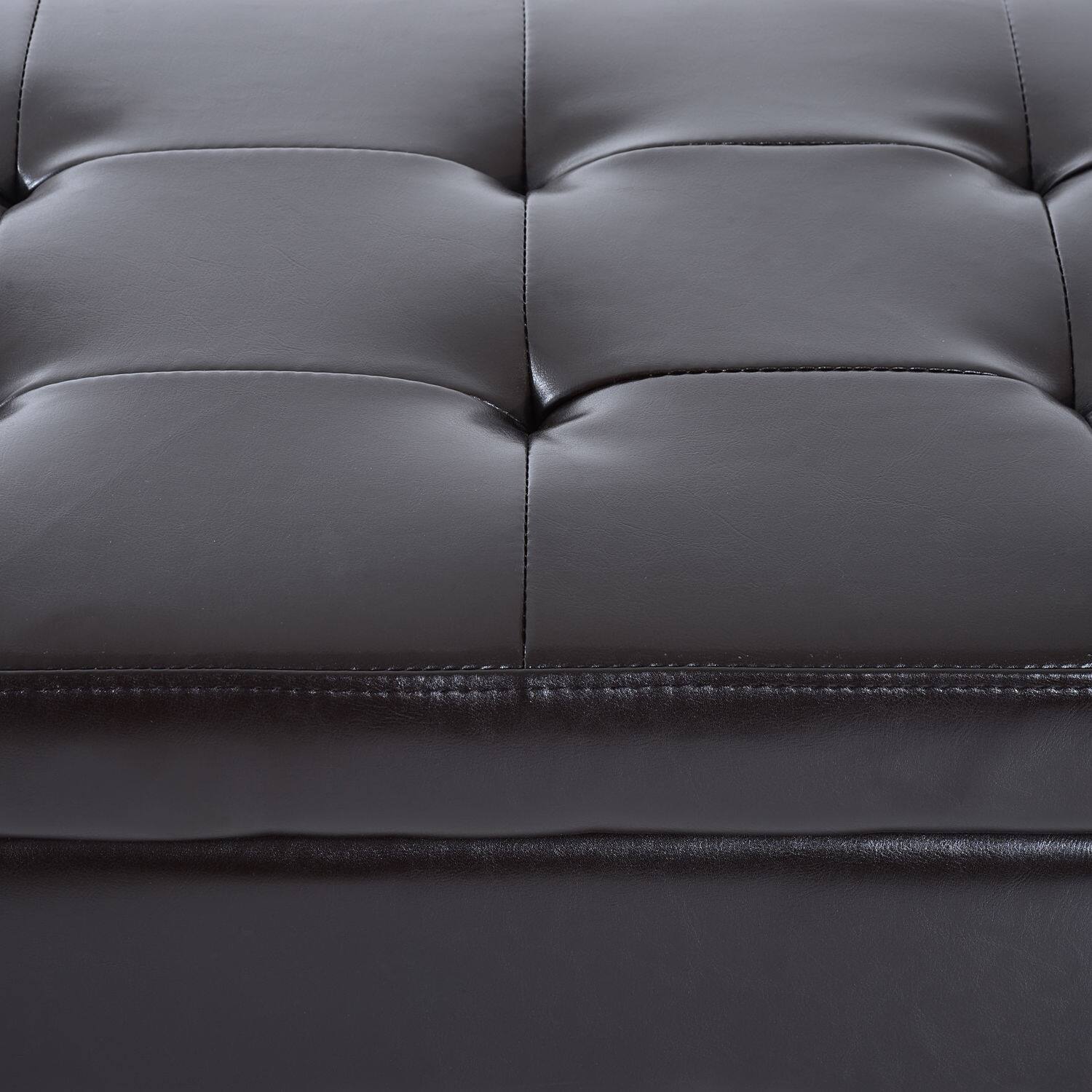 Alt View 7. Homcom - 44" Tufted Faux Leather Ottoman Storage Bench With Shoe Rack - Brown.