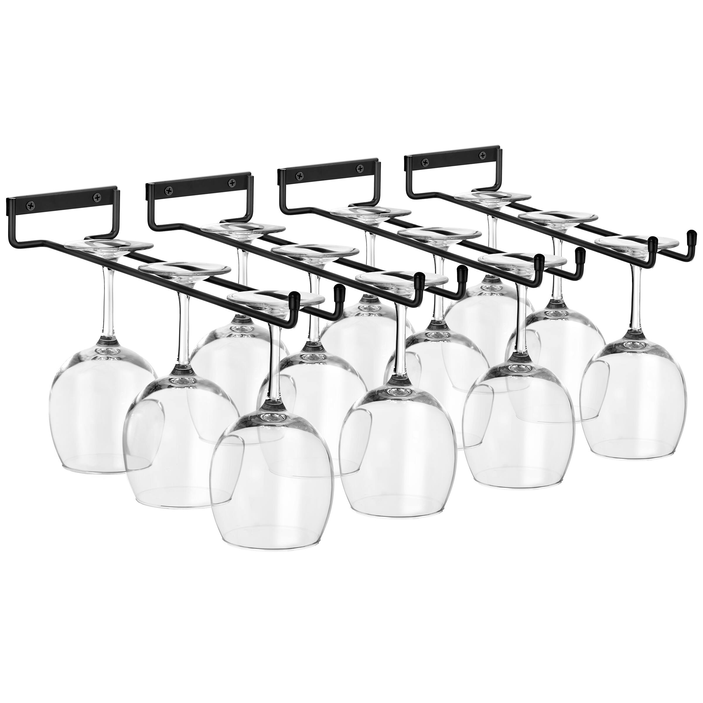 Front. Sorbus - Sorbus Wine Glass Holder - 12 Inch Wall Mounted Wine Glass Rack for Under Cabinet Organization and Storage (4 Pack) - Black.