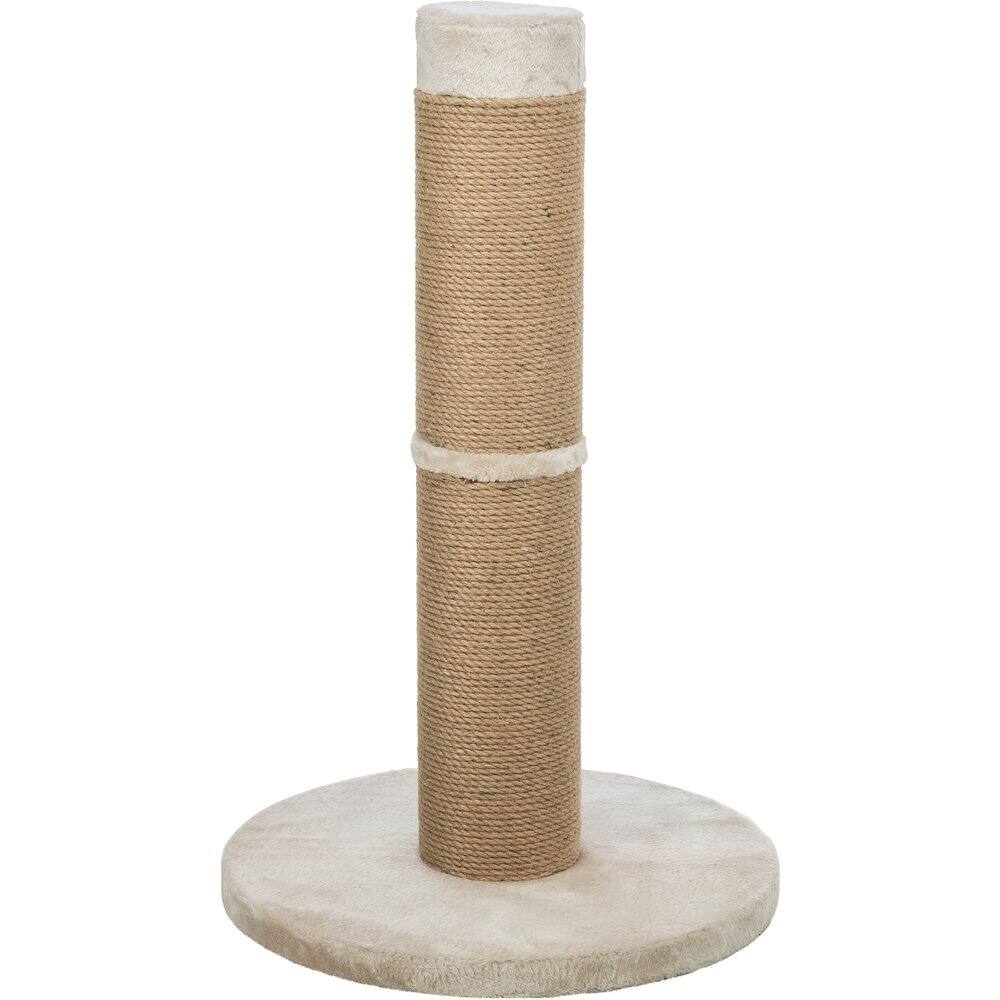 Front. TRIXIE - Rue Sisal & Plush 31.5" XXL Cat Scratching Post for Large Cats, Plush Base - Brown.