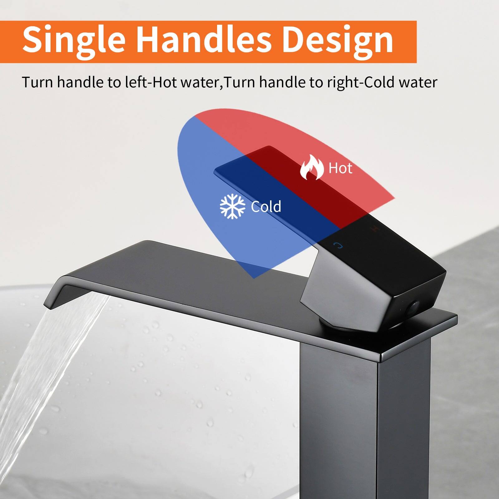 Single Handles Design

Turn handle to left-Hot water, Turn handle to right-Cold water

Hot
Cold