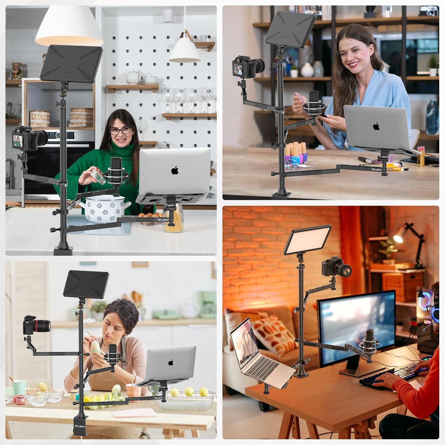 Left. Schertz - Ulanzi VIJIM LS23 Boom Arm – Flexible Overhead Desk Mount for Camera, Mic, Ring Light, Webcam & Podcast Setup.