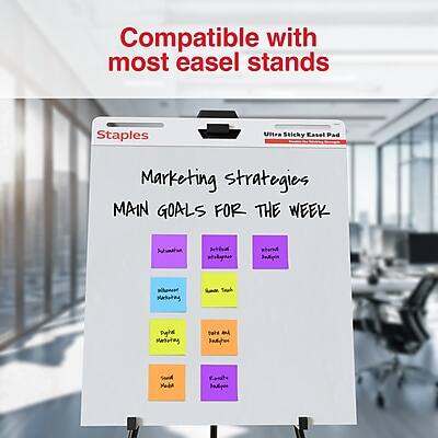 Compatible with most easel stands

Staples Ultra Sticky Easel Pad

Marketing strategies

MAIN GOALS FOR THE WEEK

- Increase Sales
- Expand Market Reach
- Strengthen Brand Awareness

- Marketing Campaign
- Social Media
- Email Marketing

- Product Launch
- Take Advantage of Seasonal Trends

- Customer Feedback
- Expand Product Line