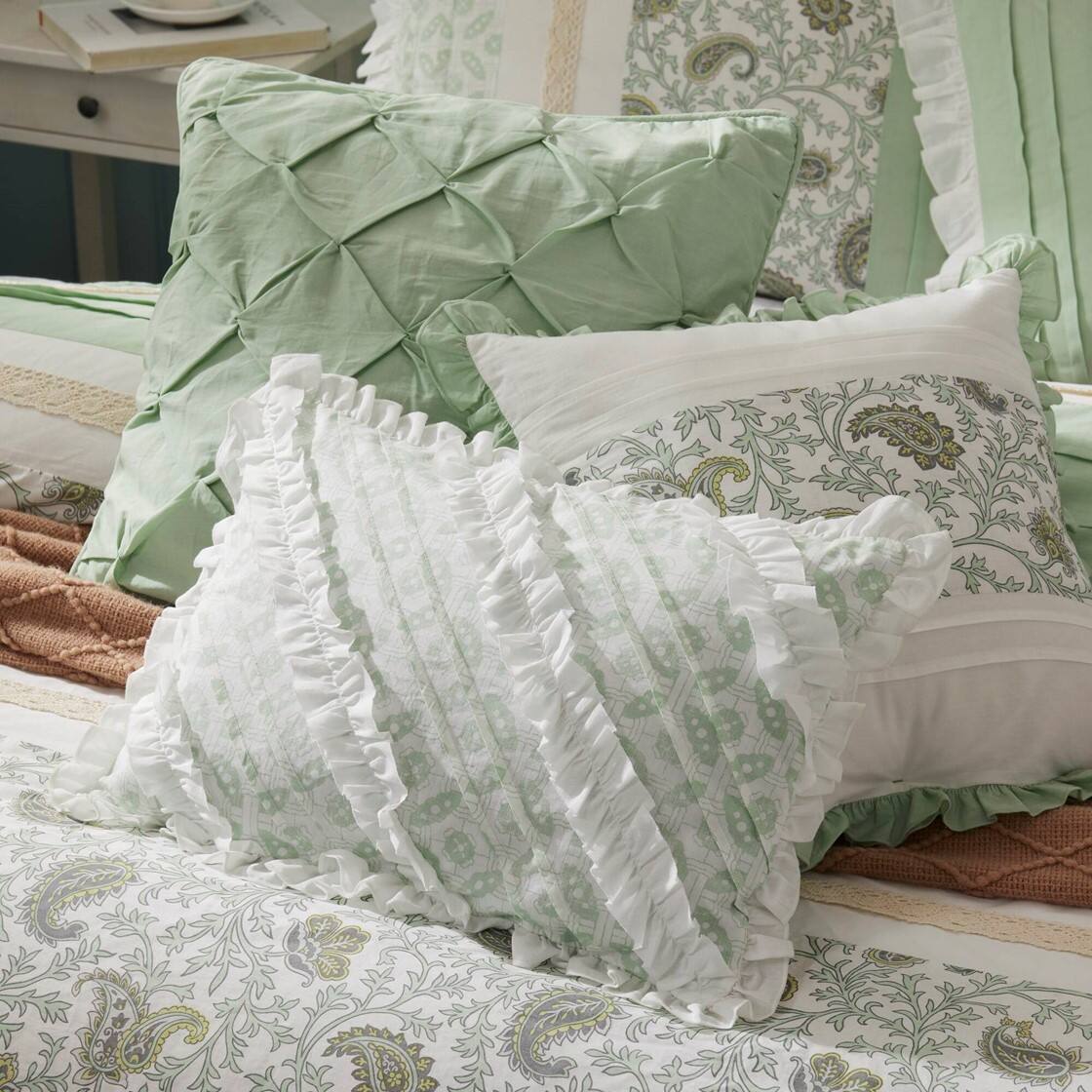 Alt View 3. Gracie Mills - Gracie Mills Singleton 9-Piece Cotton Percale Comforter Set with Paisley Print - Sage Green.