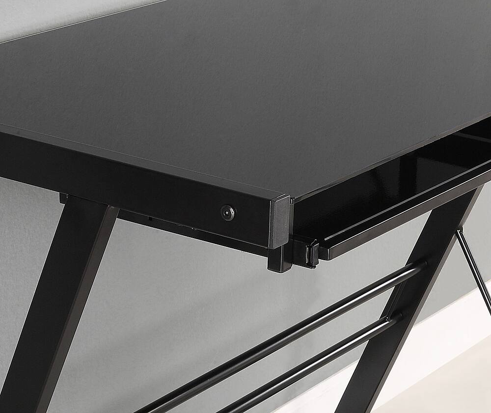 Alt View 13. Walker Edison - Modern Computer Desk with Sliding Keyboard - Black.