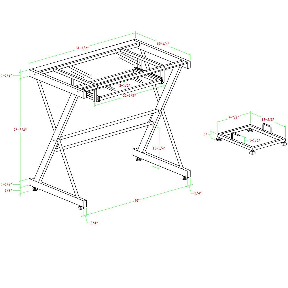 Alt View 14. Walker Edison - Modern Computer Desk with Sliding Keyboard - Black.