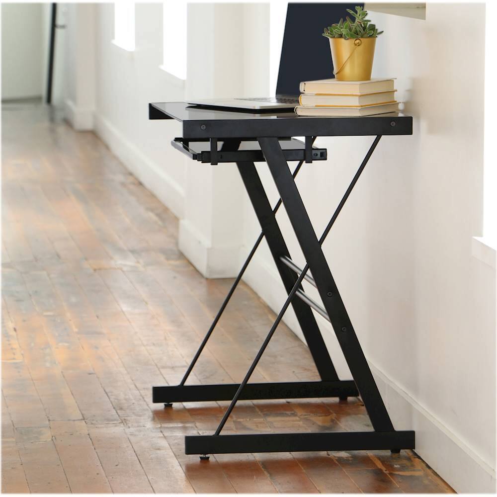 Alt View 12. Walker Edison - Modern Computer Desk with Sliding Keyboard - Black.