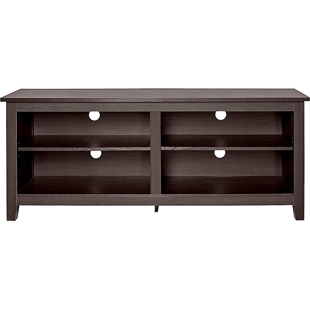 Walker Edison - Modern Wood Open Storage TV Stand for Most TVs up to 65" - Espresso