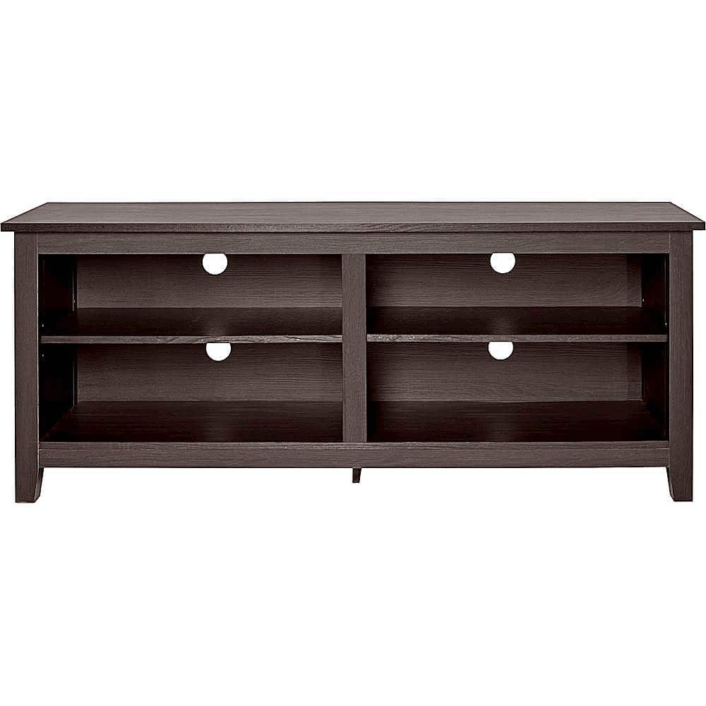 Front. Walker Edison - Modern 58" Wood Open Storage TV Stand for Most TVs up to 65" - Espresso.