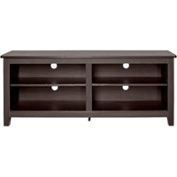 Walker Edison - Modern 58" Wood Open Storage TV Stand for Most TVs up to 65" - Espresso - Front_Zoom