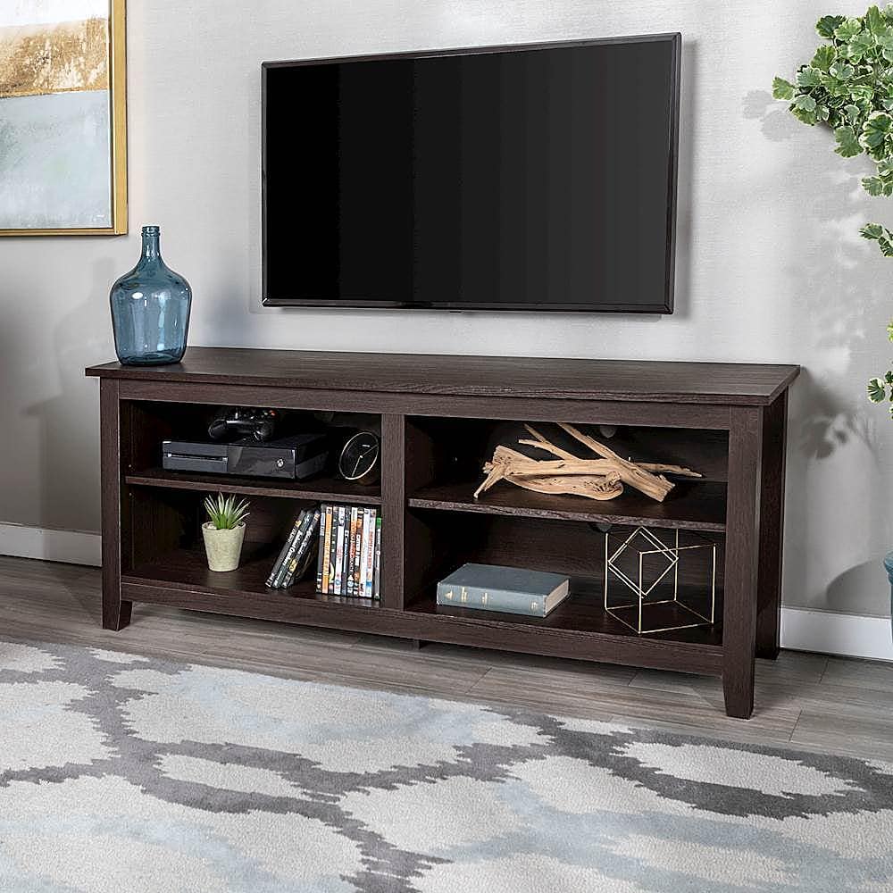 Alt View 13. Walker Edison - Modern 58" Wood Open Storage TV Stand for Most TVs up to 65" - Espresso.