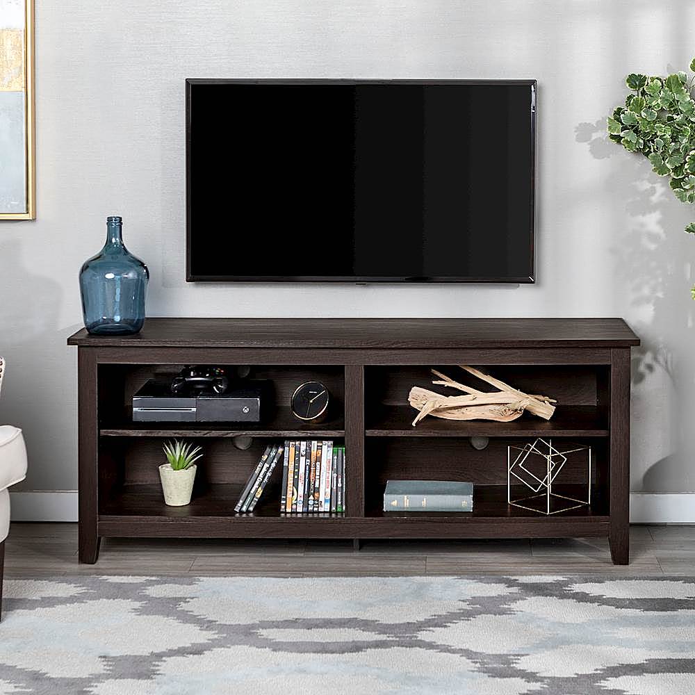 Alt View 14. Walker Edison - Modern 58" Wood Open Storage TV Stand for Most TVs up to 65" - Espresso.