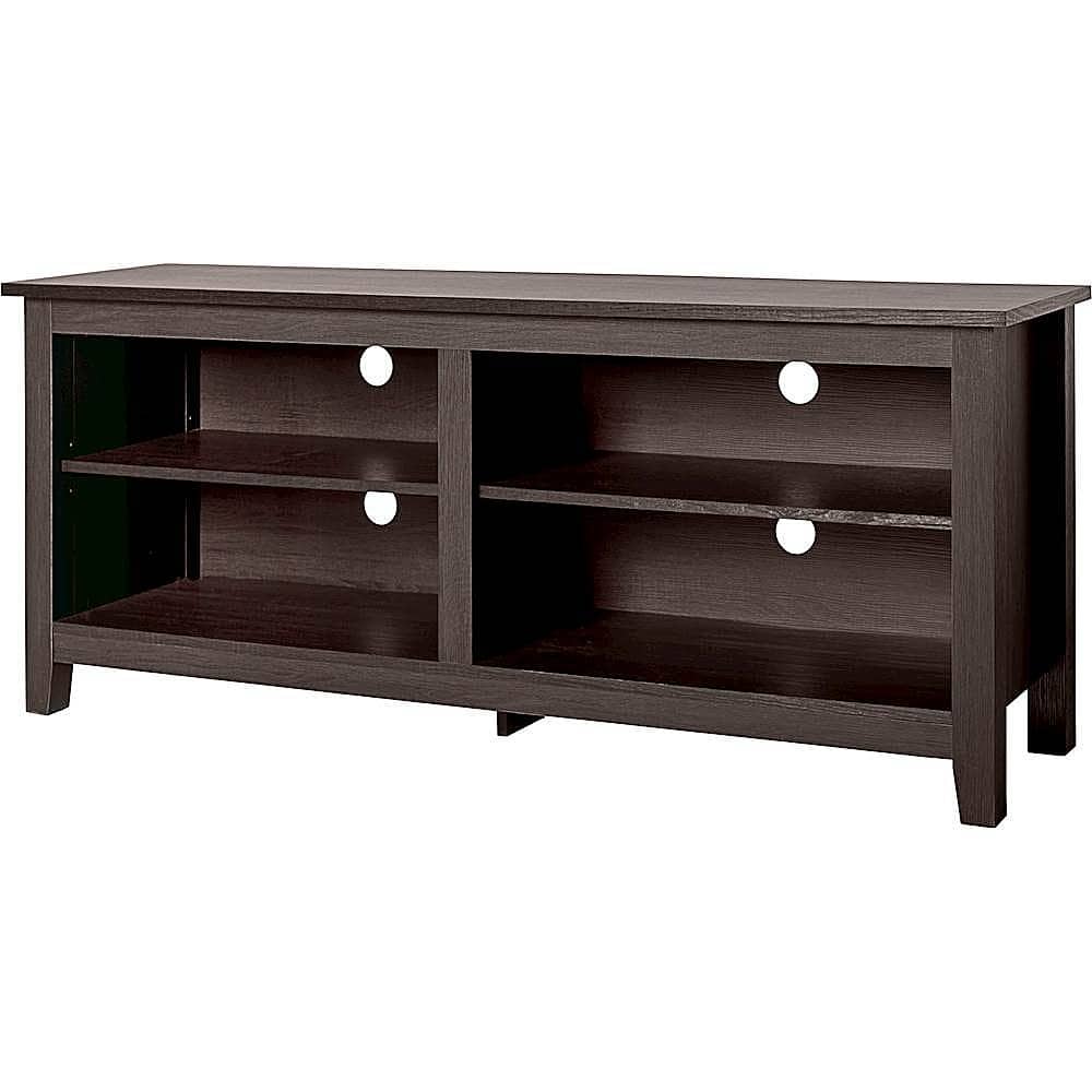 Left. Walker Edison - Modern 58" Wood Open Storage TV Stand for Most TVs up to 65" - Espresso.