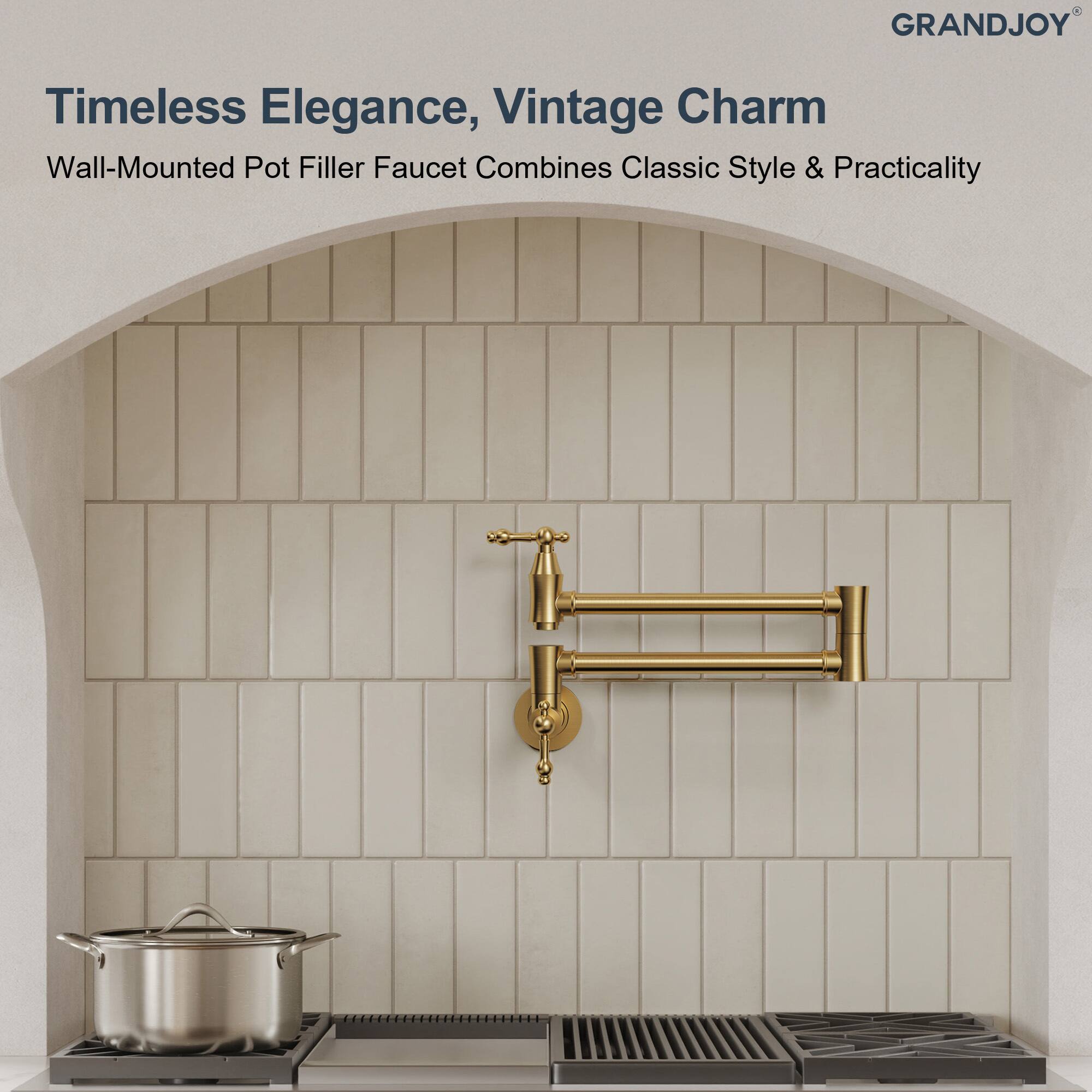 GRANDJOY  
Timeless Elegance, Vintage Charm  
Wall-Mounted Pot Filler Faucet Combines Classic Style & Practicality