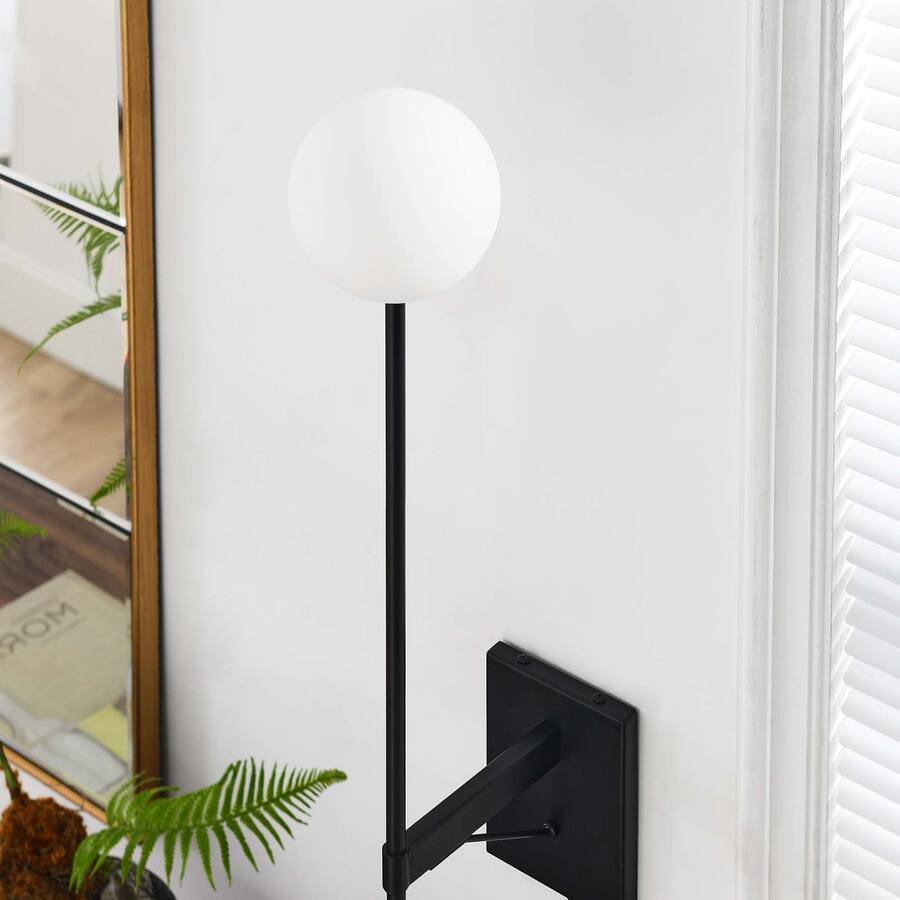 Riva White Globe Wall Sconce by Modway Black EEI-6533-BLK - Best Buy