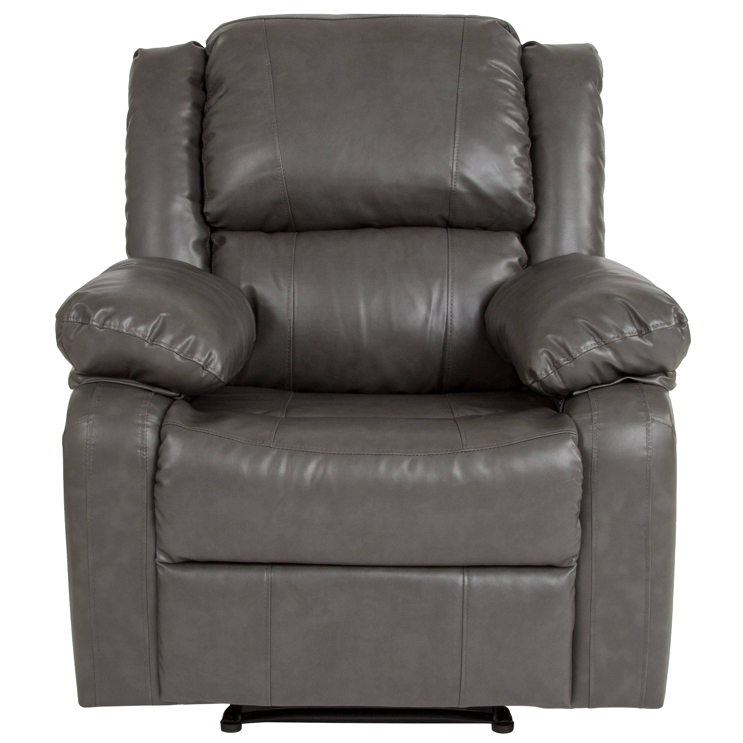 Alt View 7. Emma + Oliver - Recliner with Bustle Back and Padded Arms - Gray LeatherSoft.