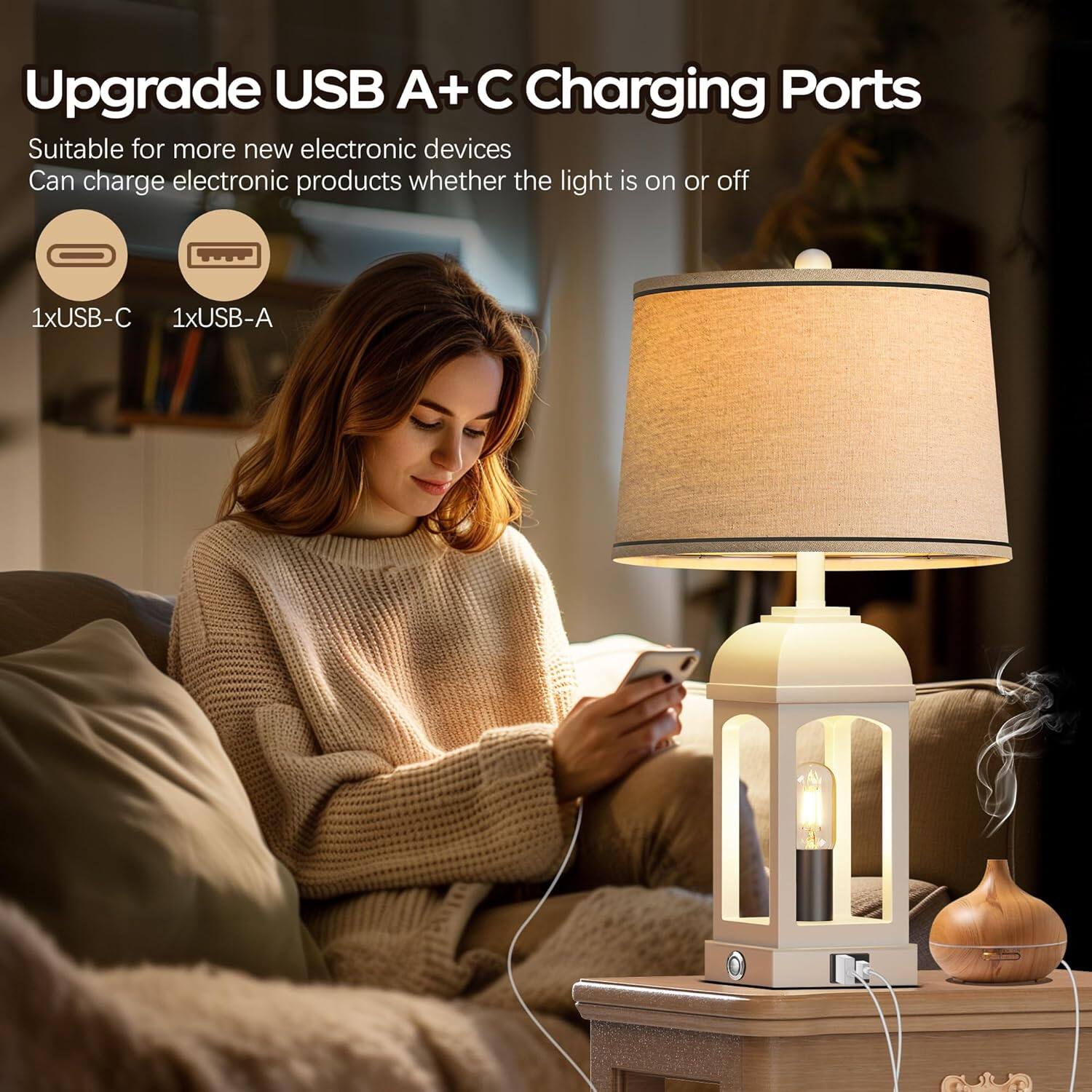 Upgrade USB A+C Charging Ports

Suitable for more new electronic devices  
Can charge electronic products whether the light is on or off

1xUSB-C  
1xUSB-A