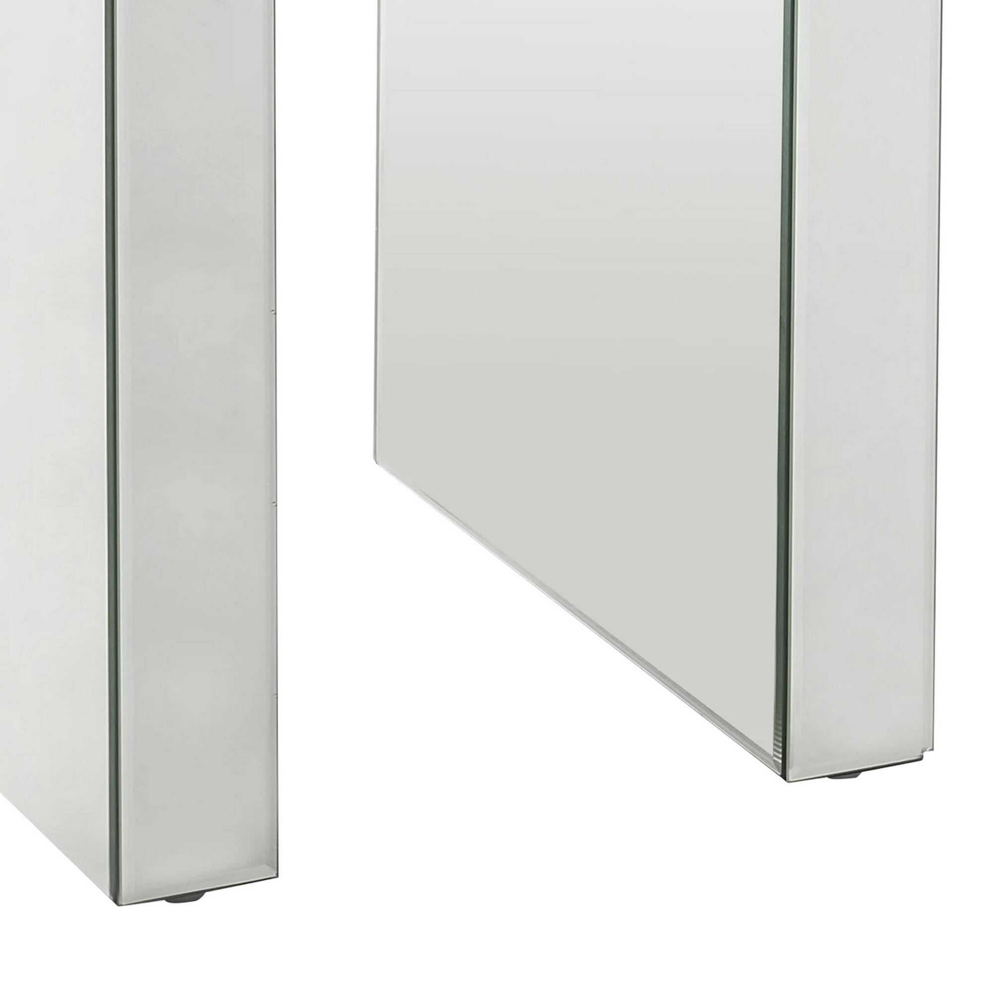 Alt View 3. Manhattan Lane - Noe 24 Inch Square End Accent Table, Mirrored, Faux Diamond Inlay - Silver.