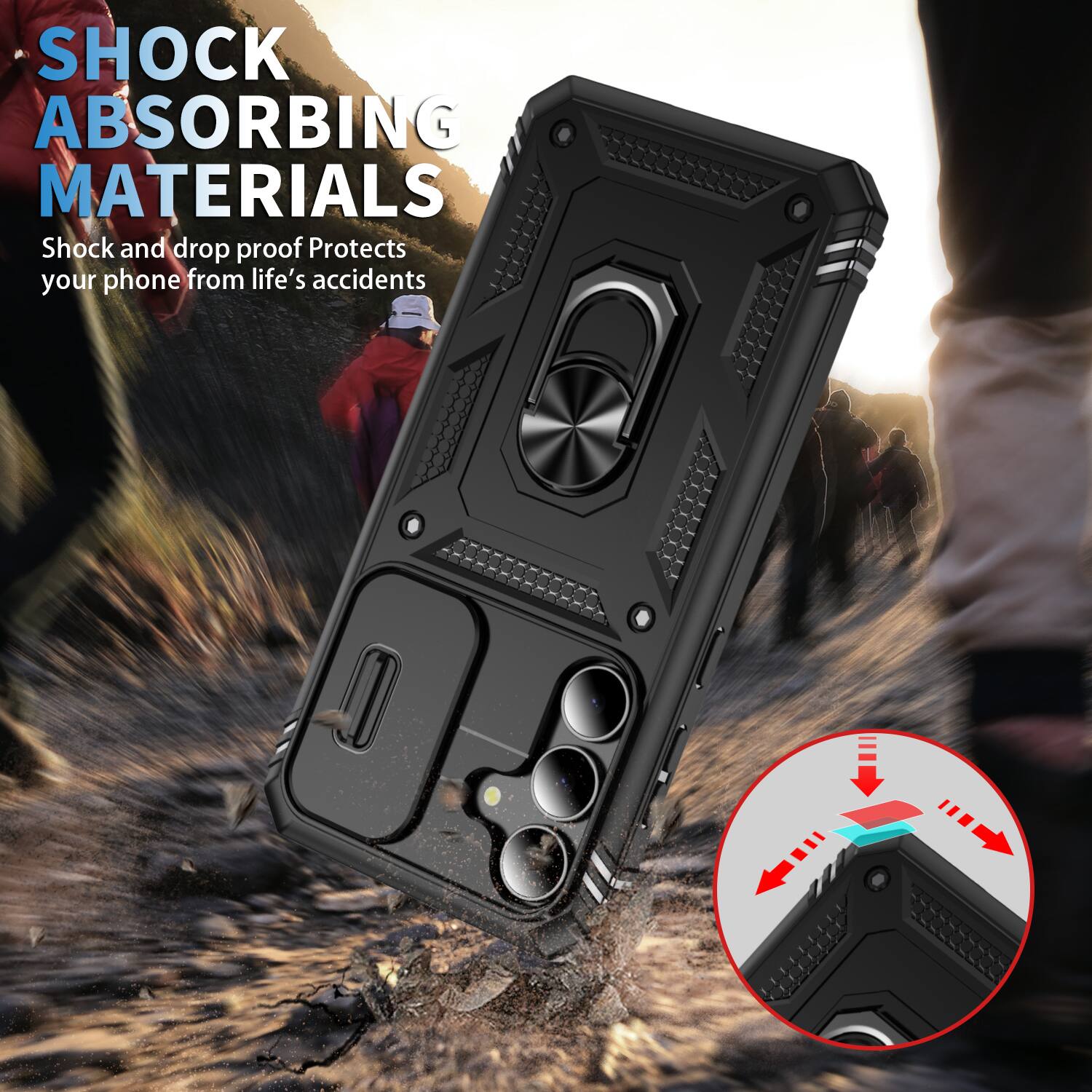 SHOCK ABSORBING MATERIALS  
Shock and drop proof  
Protects your phone from life's accidents