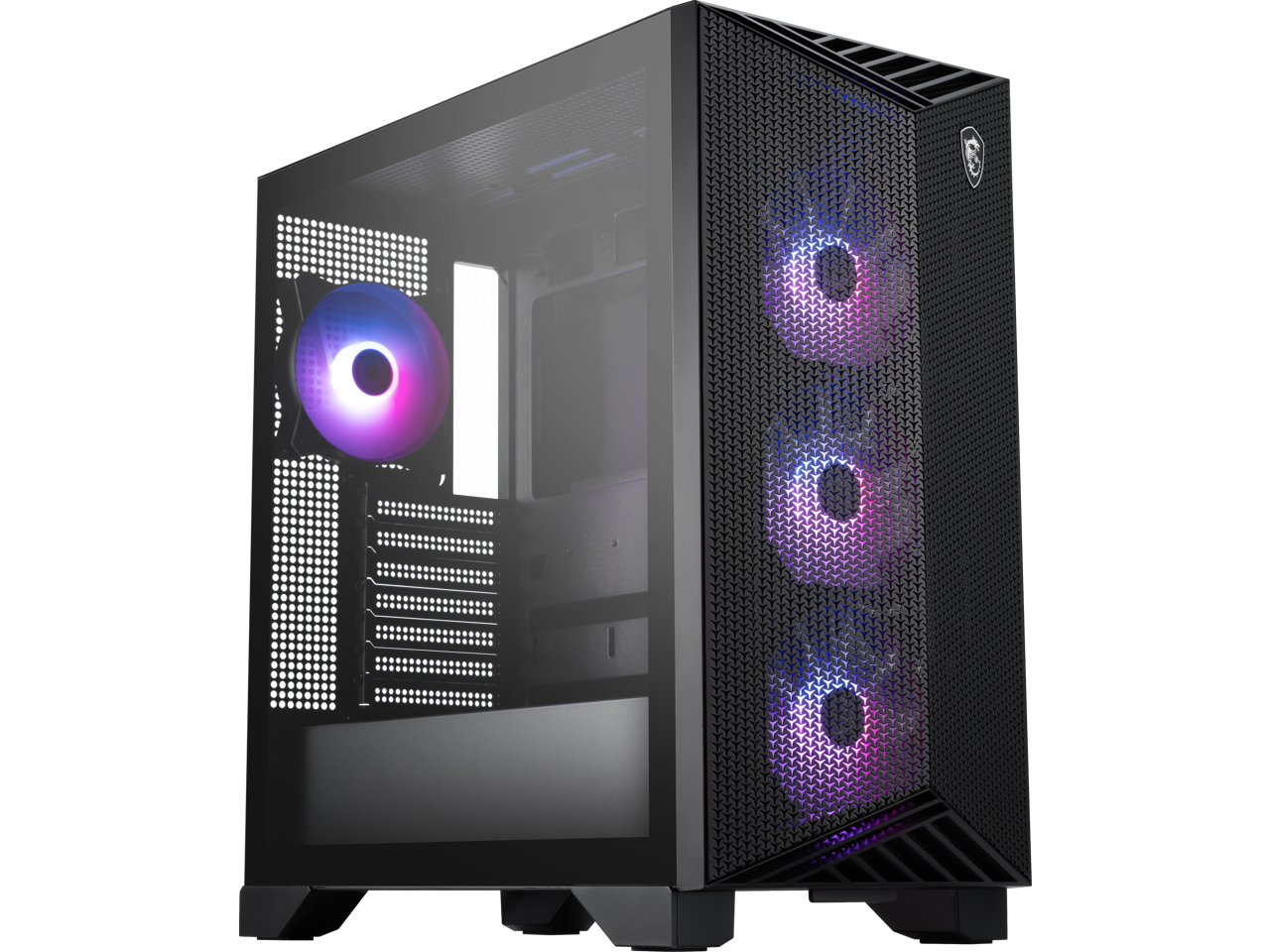 Front. MSI - MSI MPG GUNGNIR 211R AIRFLOW PZ, Mid-Tower Gaming Case, ATX/E-ATX, 4x120mm ARGB Fans, Tempered Glass, Black - Black.
